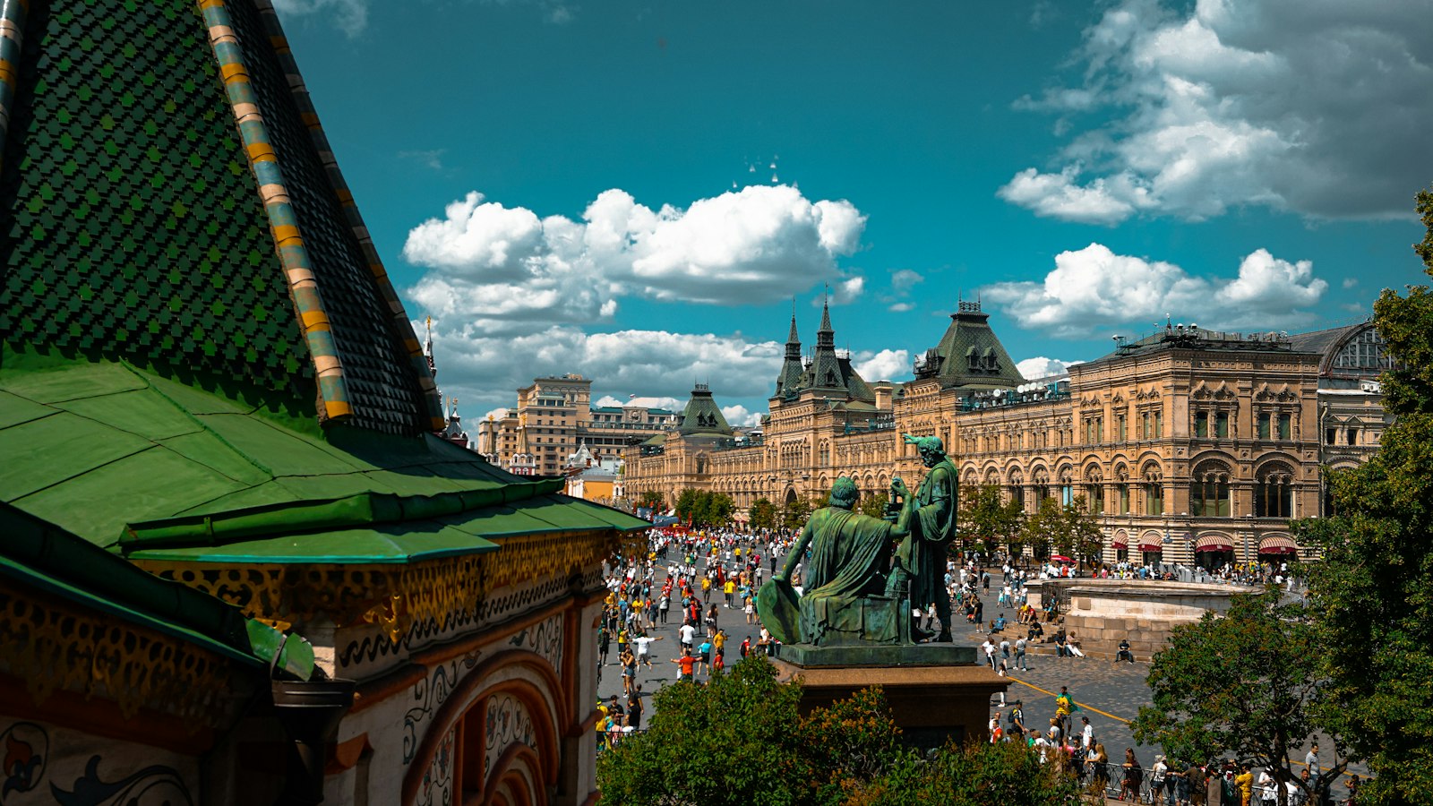 Red Square and GUM, seen from beside Saint Basil's Cathedral